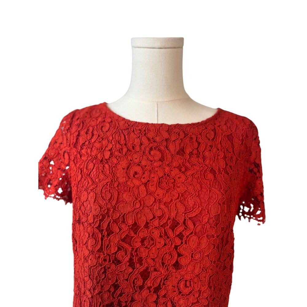 2/$25 ZARA Medium Red / Orange Lace Mini Dress - Picture 5 of 14